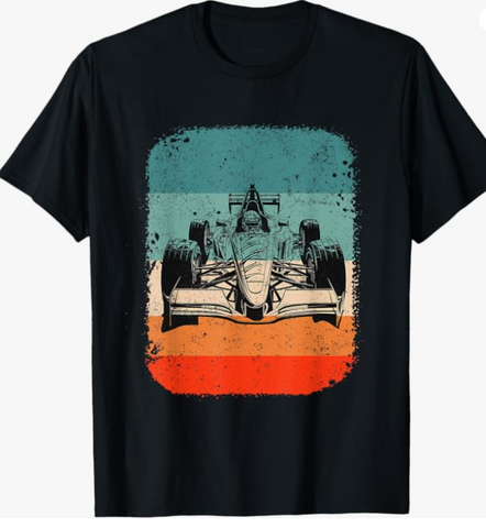 Black Crew Neck | Retro Vintage Racing Race Car T-Shirt